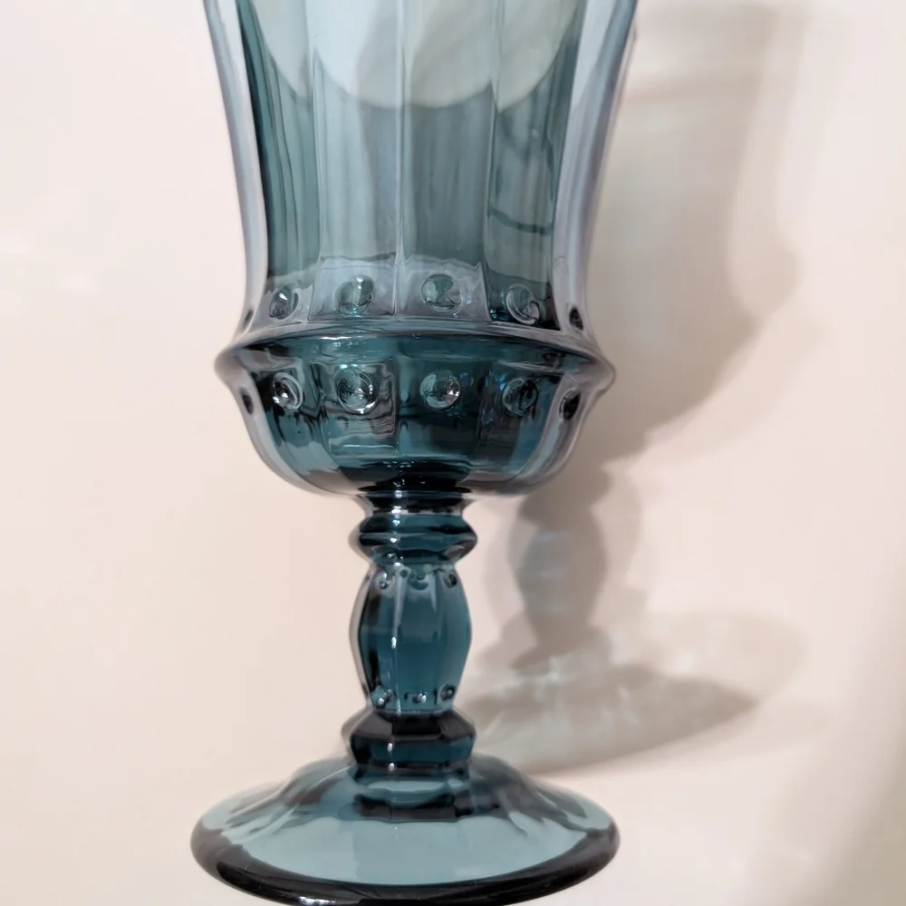 Set of‎ Six Mid Century Smoky Blue Water/Wine Goblets